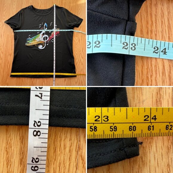 Music Graphic Tee Size 2XL Black Treble Clef Print Short Sleeve Top DESIGN ISSUE - Picture 4 of 9